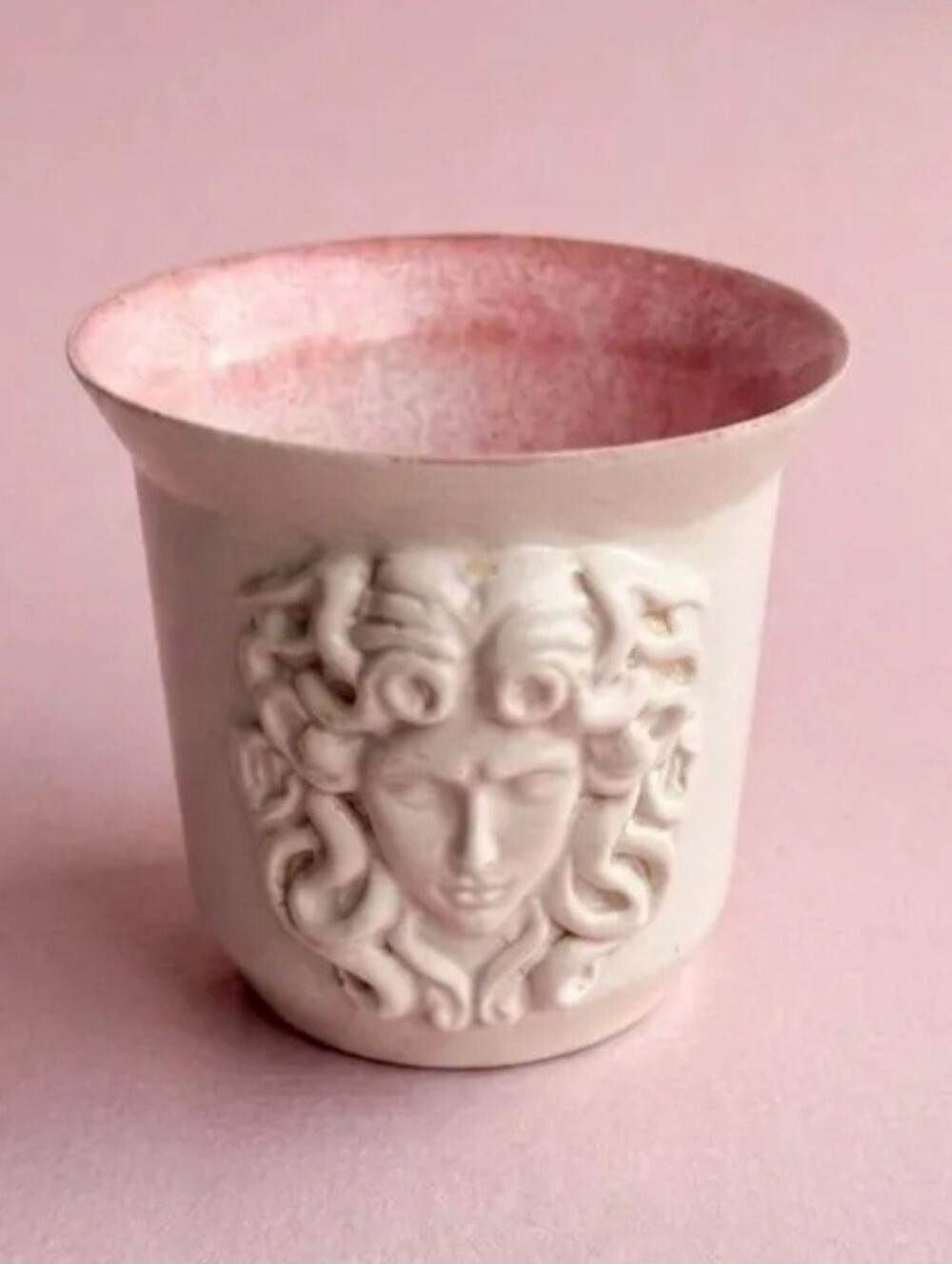 White and Pink Medusa  Ceramic Espresso Cup - Home Accents